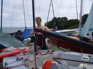 Paddy preparing to sail