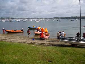 Rescue boats before the racing