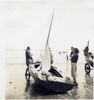 Merlin Rocket on the beach-1952