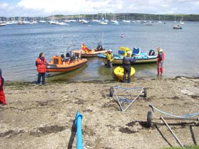 Safety boats after the racing